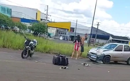COLISÃO MOTOCICLETA E CARRO EM PATO BRANCO