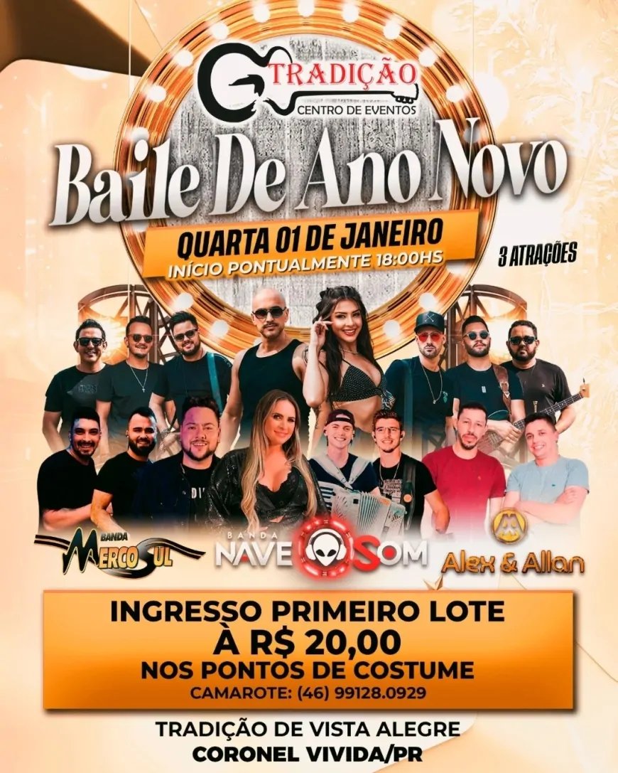Baile de Ano Novo no Tradição com 3 Bandas