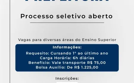 A Prefeitura de Pato Branco abriu as inscrições para o Edital 001/2025 - Processo Seletivo Público de Estágio